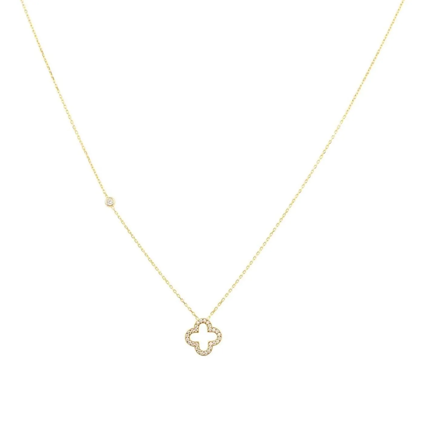 Open Clover Pendant Necklace Dipped in Gold