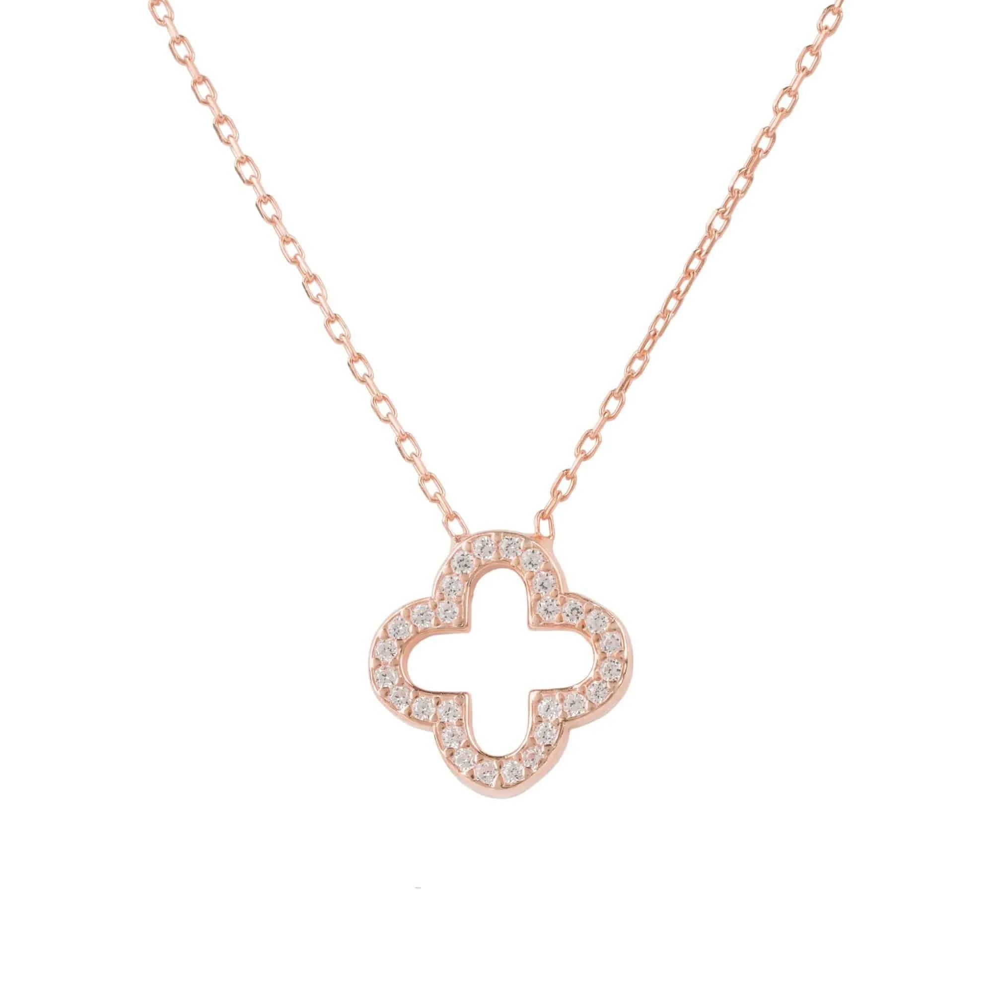 Open Clover Pendant Necklace Dipped in Gold