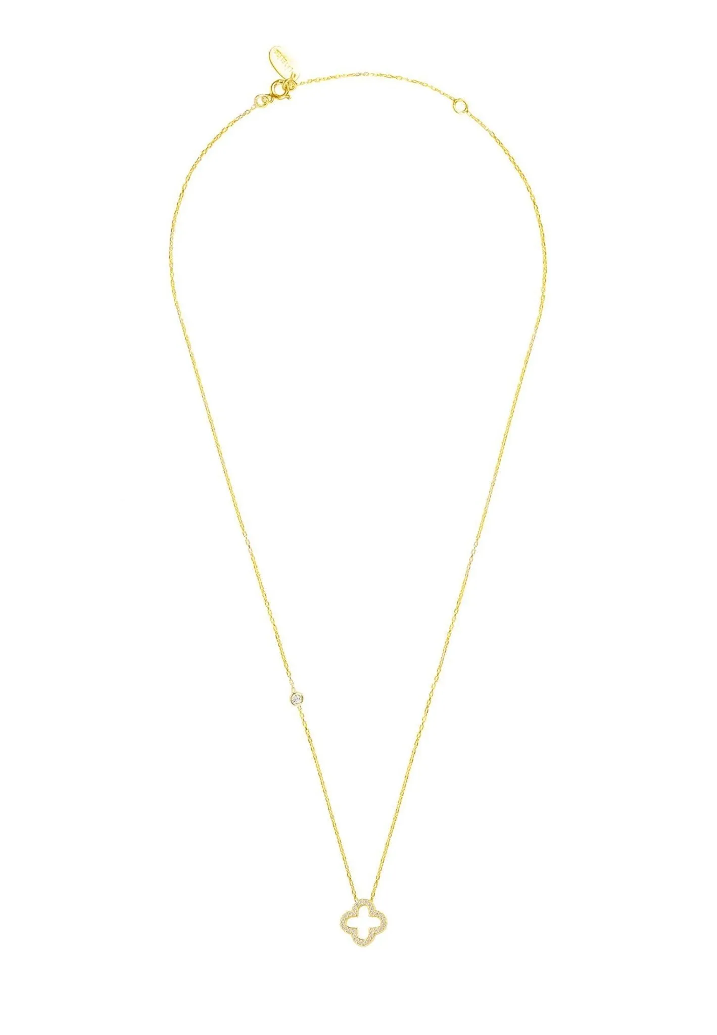 Open Clover Pendant Necklace Dipped in Gold