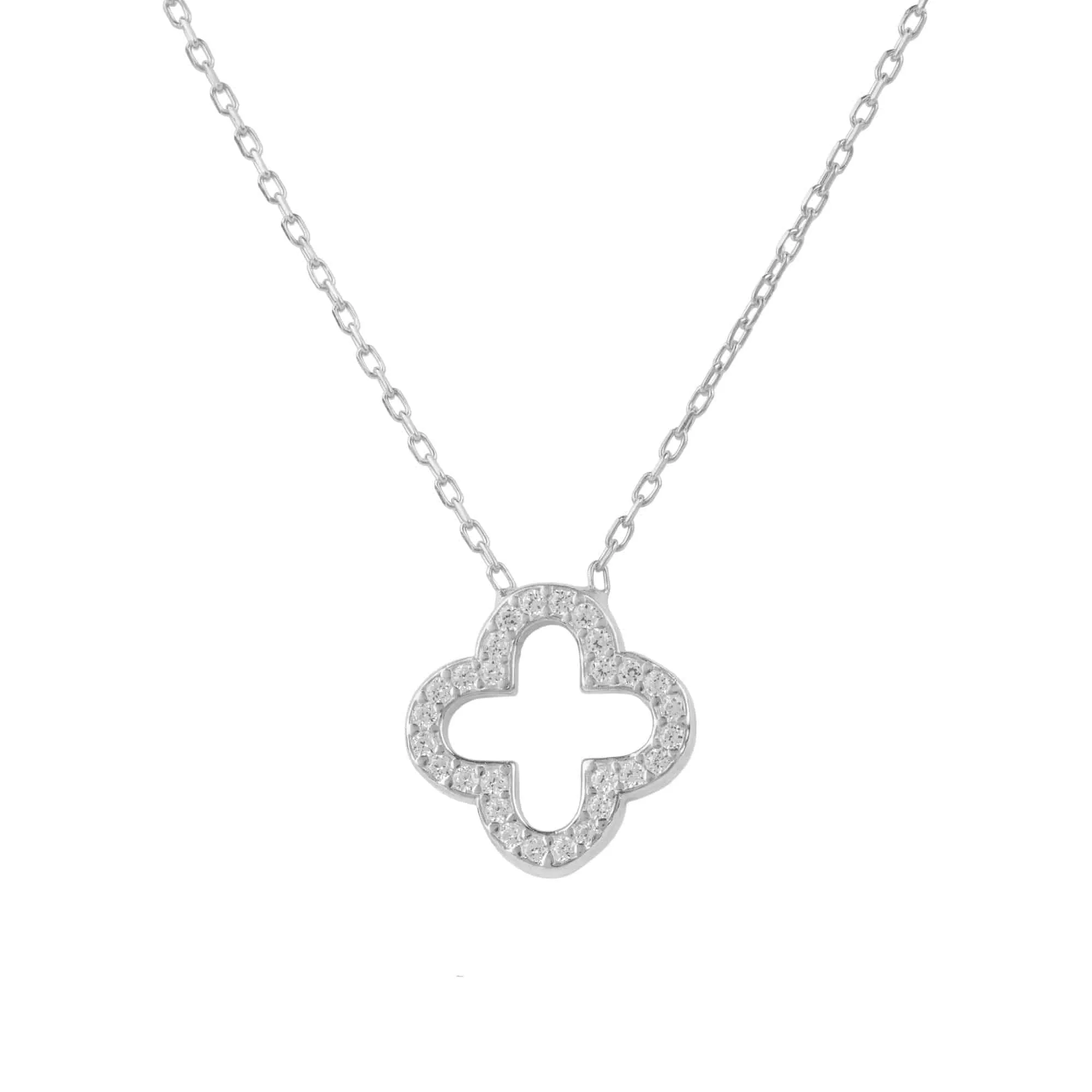 Open Clover Pendant Necklace Dipped in Gold