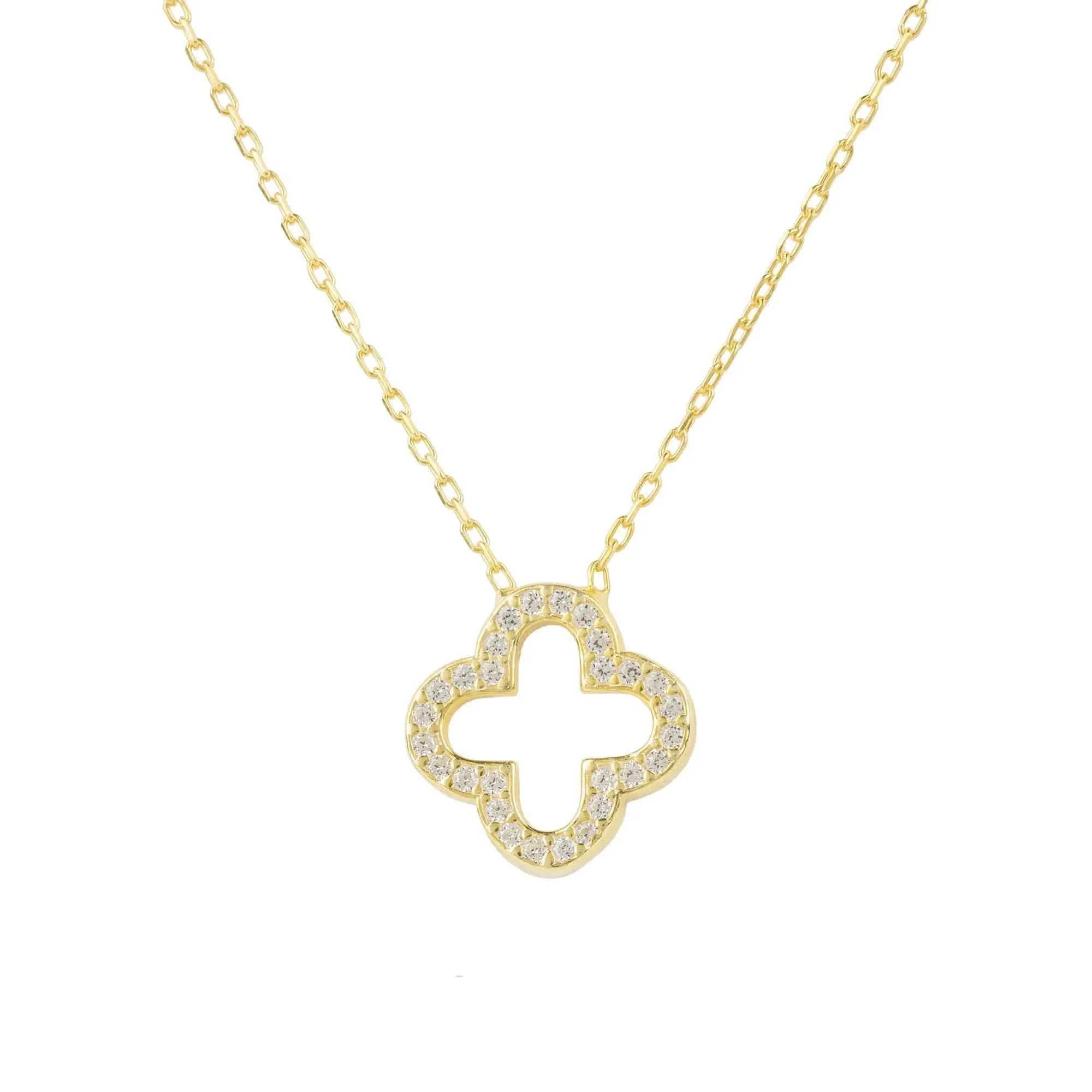 Open Clover Pendant Necklace Dipped in Gold
