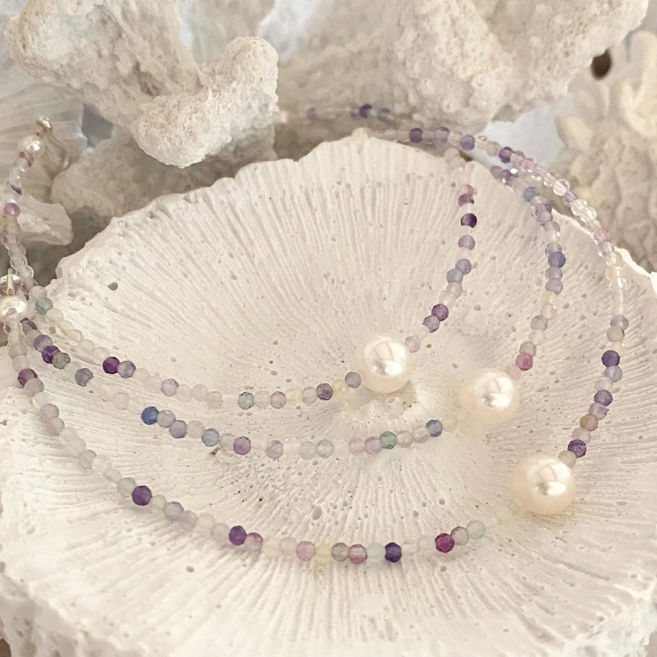 Pearl and Gemstone Necklace Fluorite