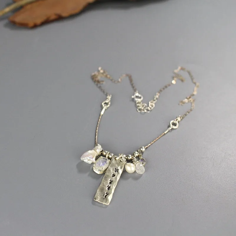 Personalized Silver Gemstone Balance Necklace