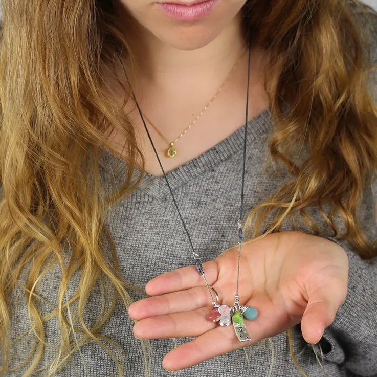 Personalized Silver Gemstone Balance Necklace