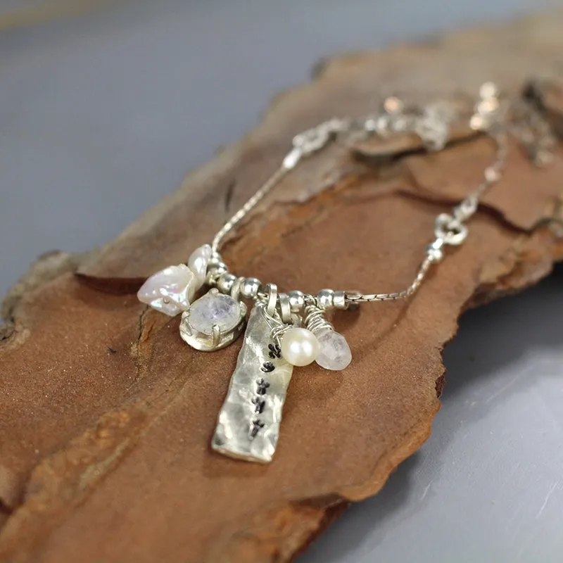 Personalized Silver Gemstone Balance Necklace