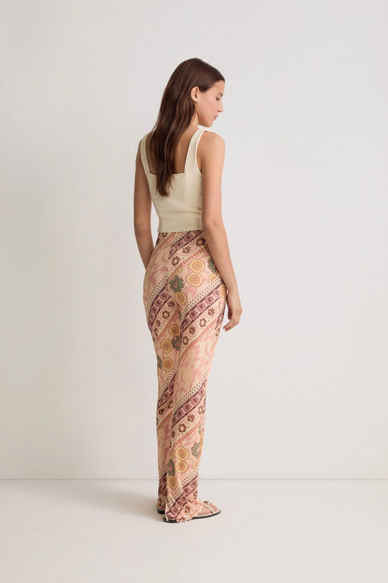 Pink Sorbe Ethnic Pattern Knitted Pants