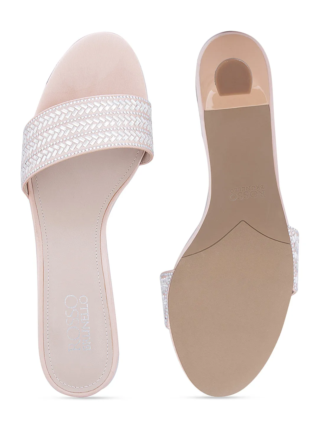 Pink Strap Embellished Kitten Heels