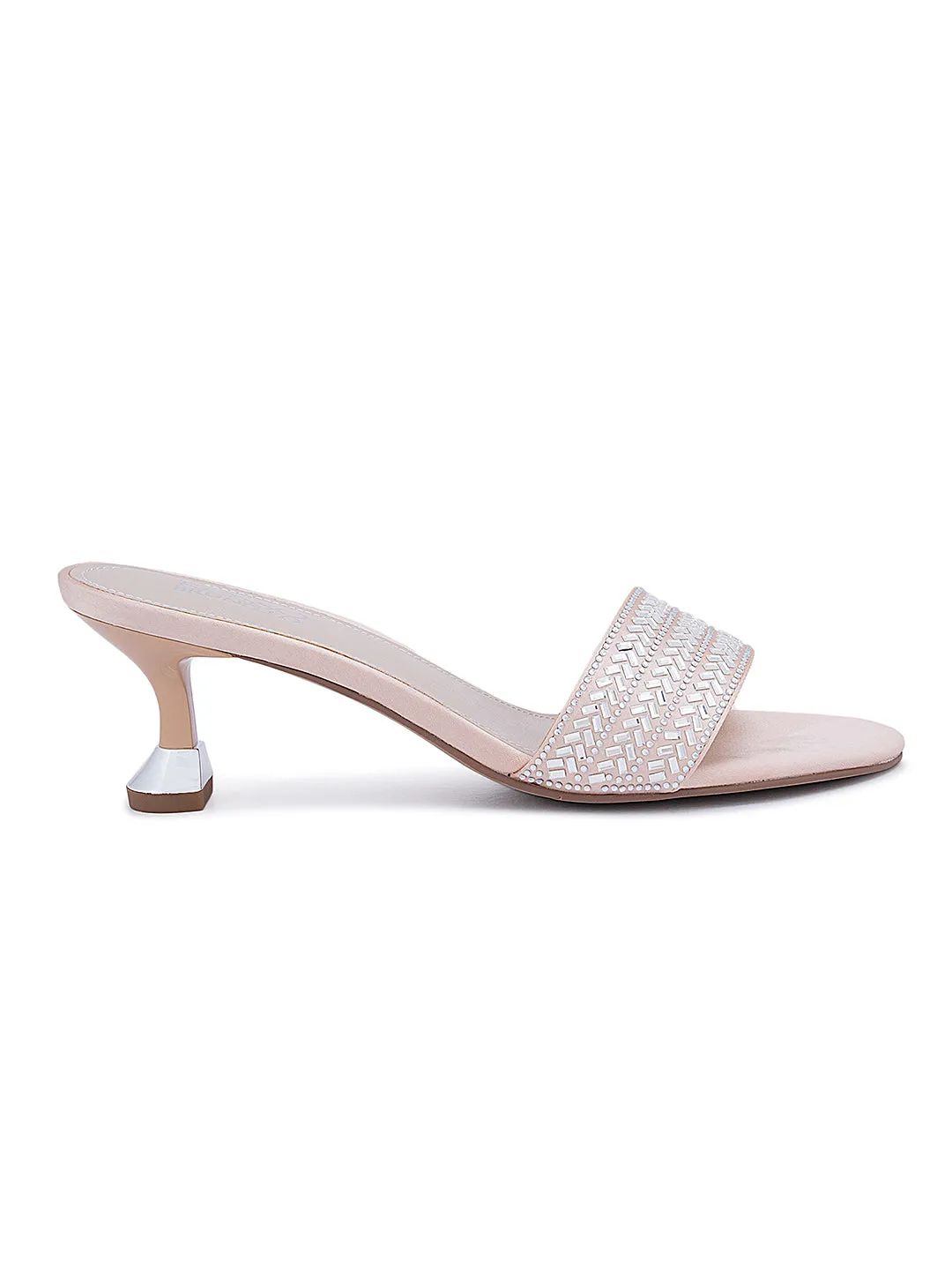 Pink Strap Embellished Kitten Heels