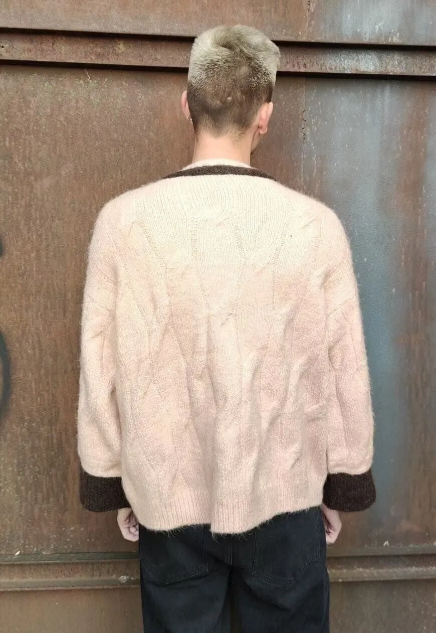 Premium woolen knitted sweater wide jumper in pastel pink