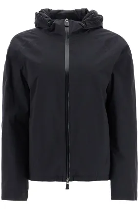 short black waterproof polyamide jacket with hood and zip GI00114DL 11128 NERO