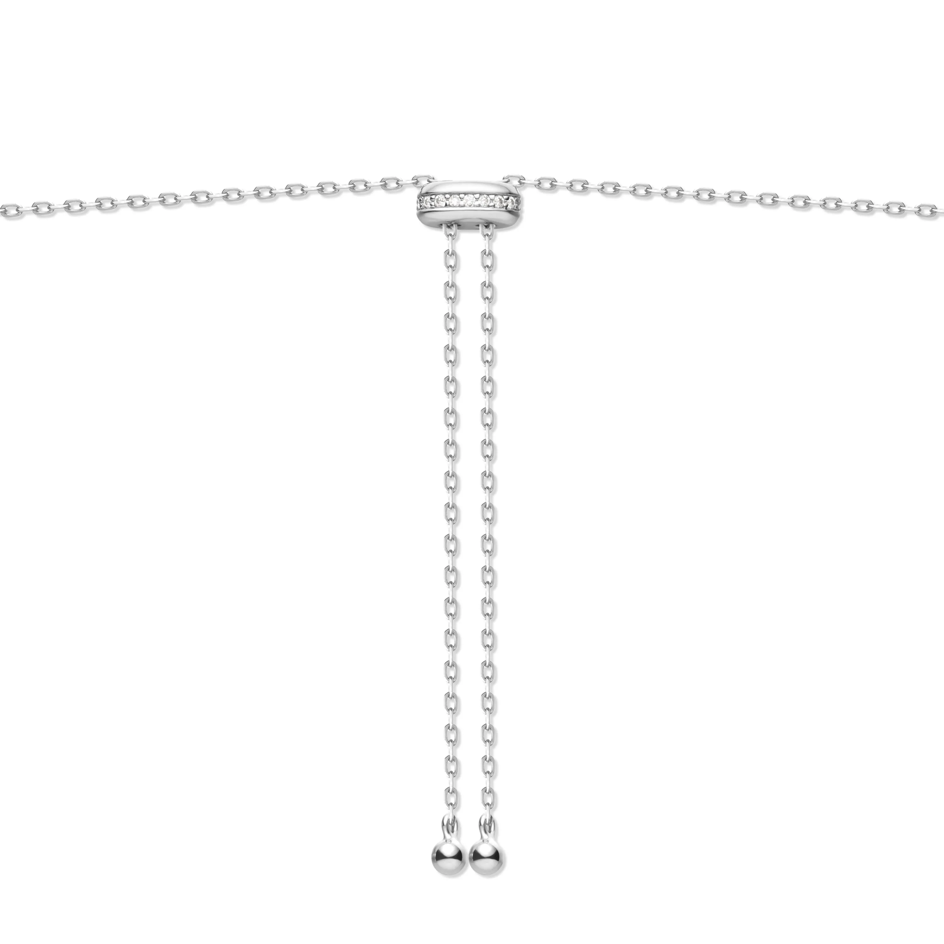 Silver Bezel Cubic Zirconia Station Necklace