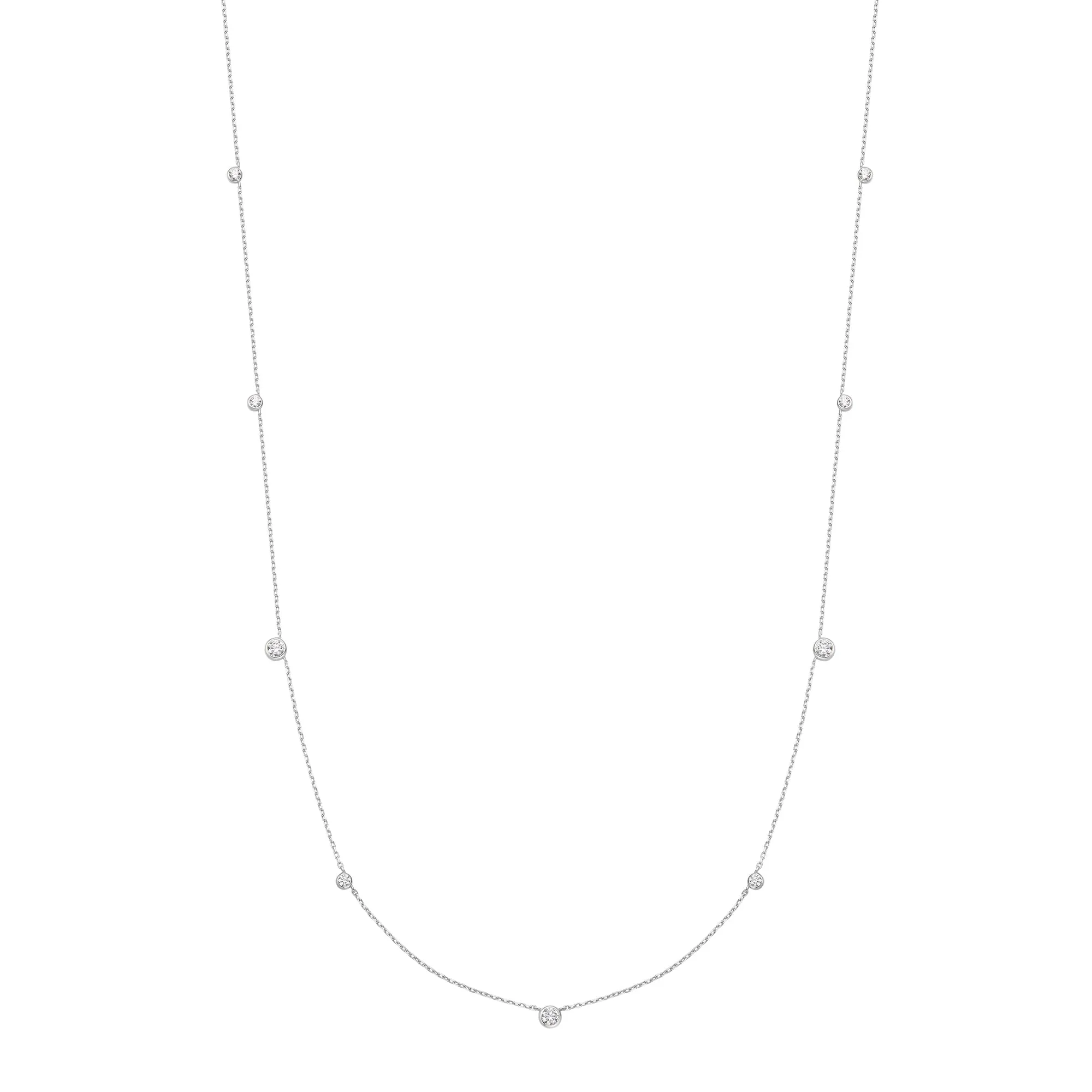 Silver Bezel Cubic Zirconia Station Necklace
