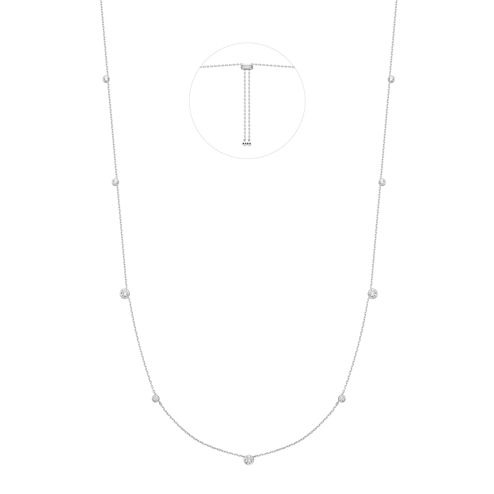 Silver Bezel Cubic Zirconia Station Necklace