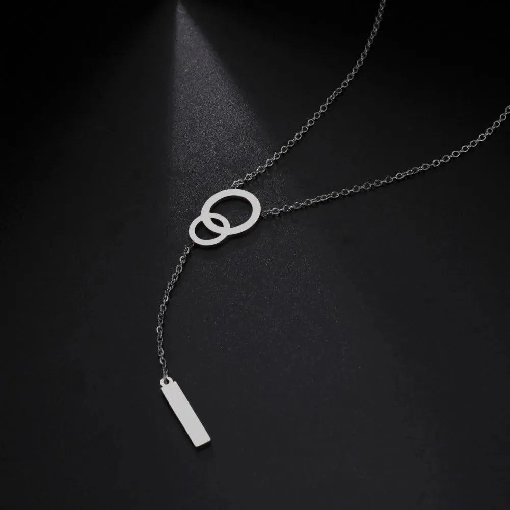 Skyrim Stainless Steel Double Round Pendant Necklace for Women Girls Minimalist Jewelry Gift
