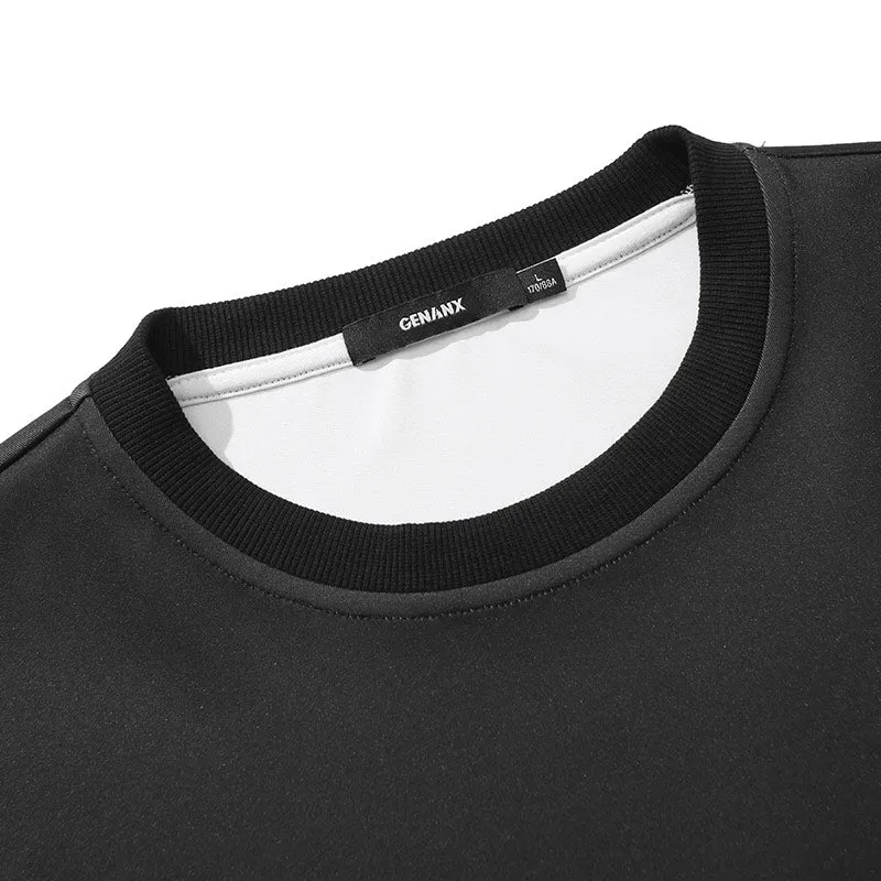 Street Color Block Crew Neck Space Cotton Sweatshirt