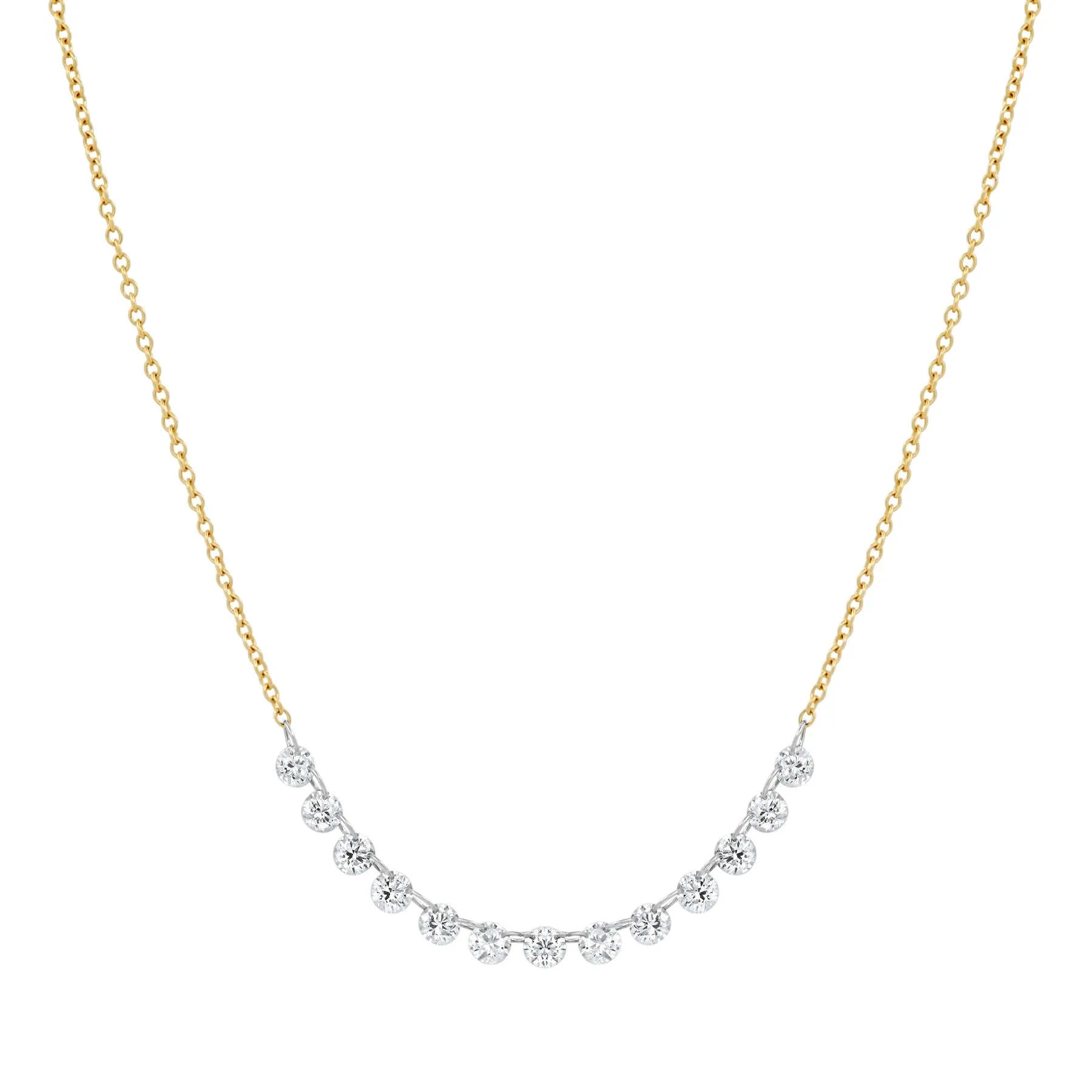 THIRTEEN DIAMOND FLOATING NECKLACE, 14kt GOLD
