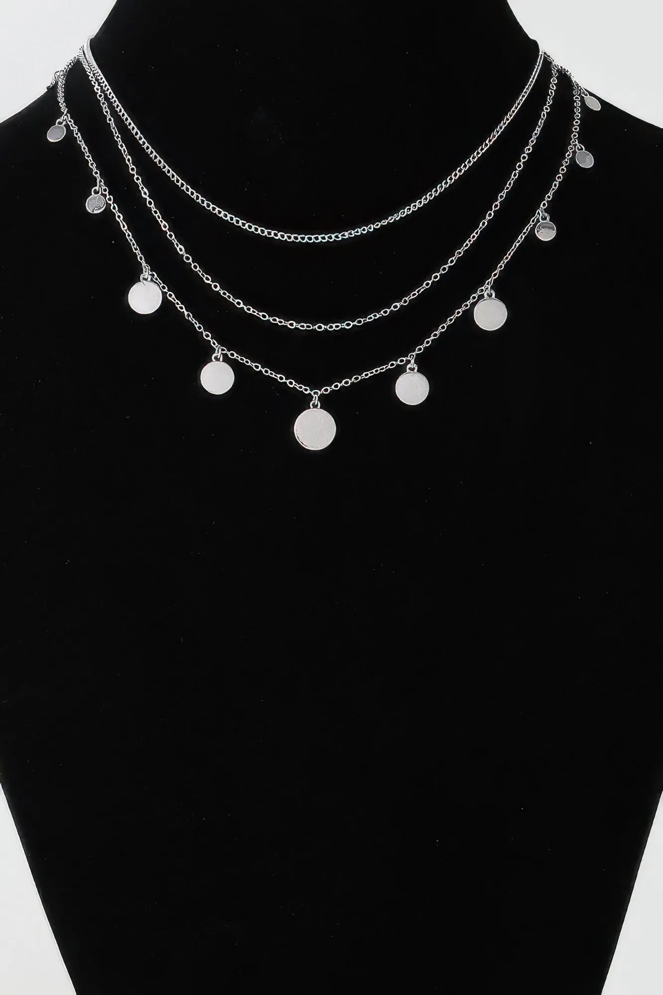 Triple Layer Round Charms Chain Necklace