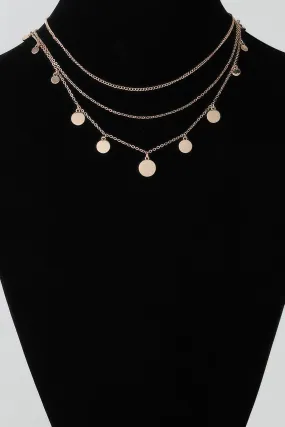 Triple Layer Round Charms Chain Necklace
