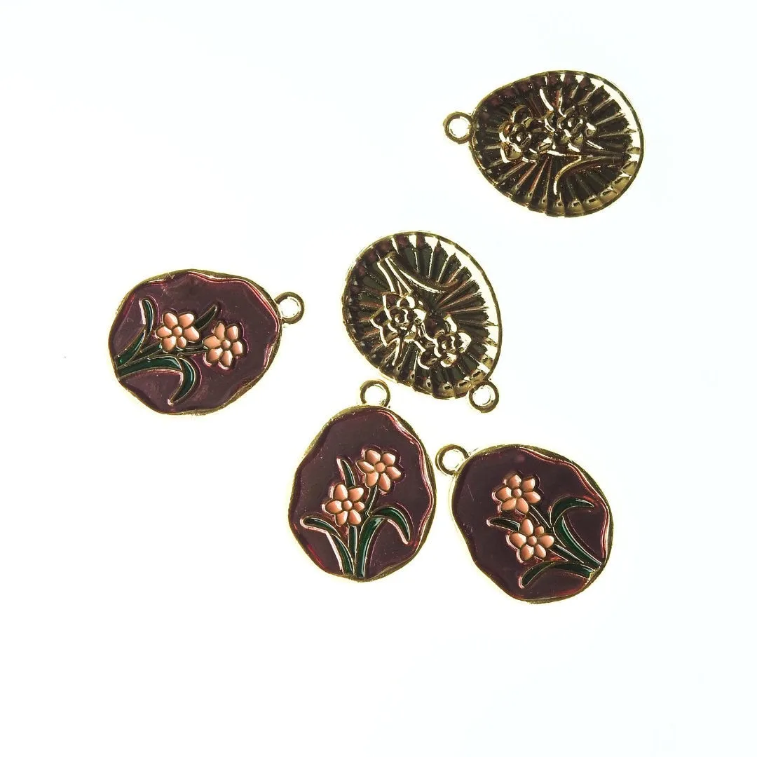 Vintage Style Flower Pattern Pendant Charms