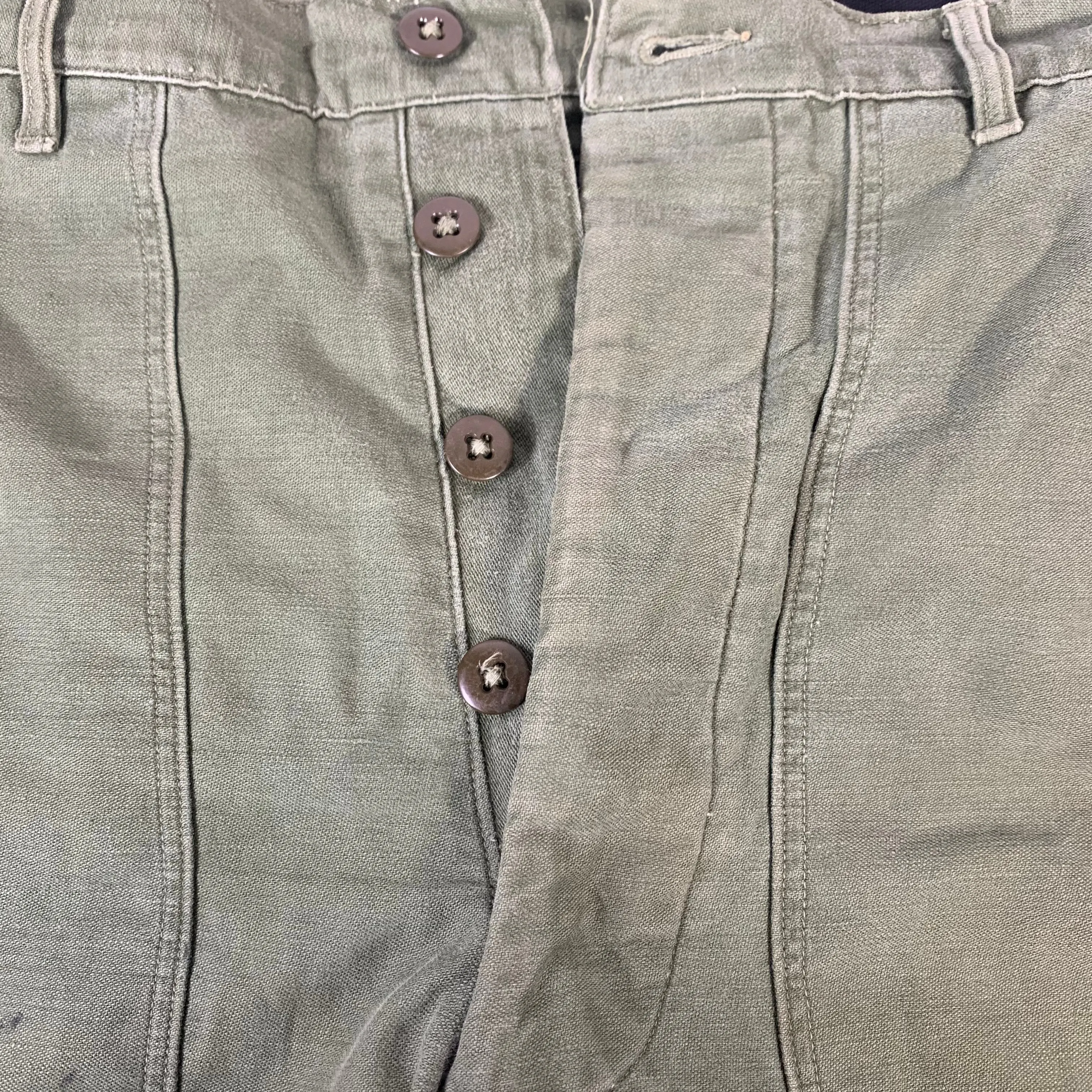 Vintage US Army Sateen "OG-107" Cotton Trousers 31x30