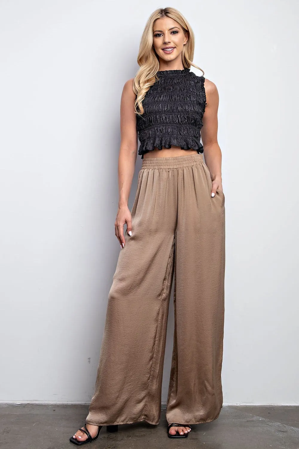 Wilma Wide Leg Satin Pants