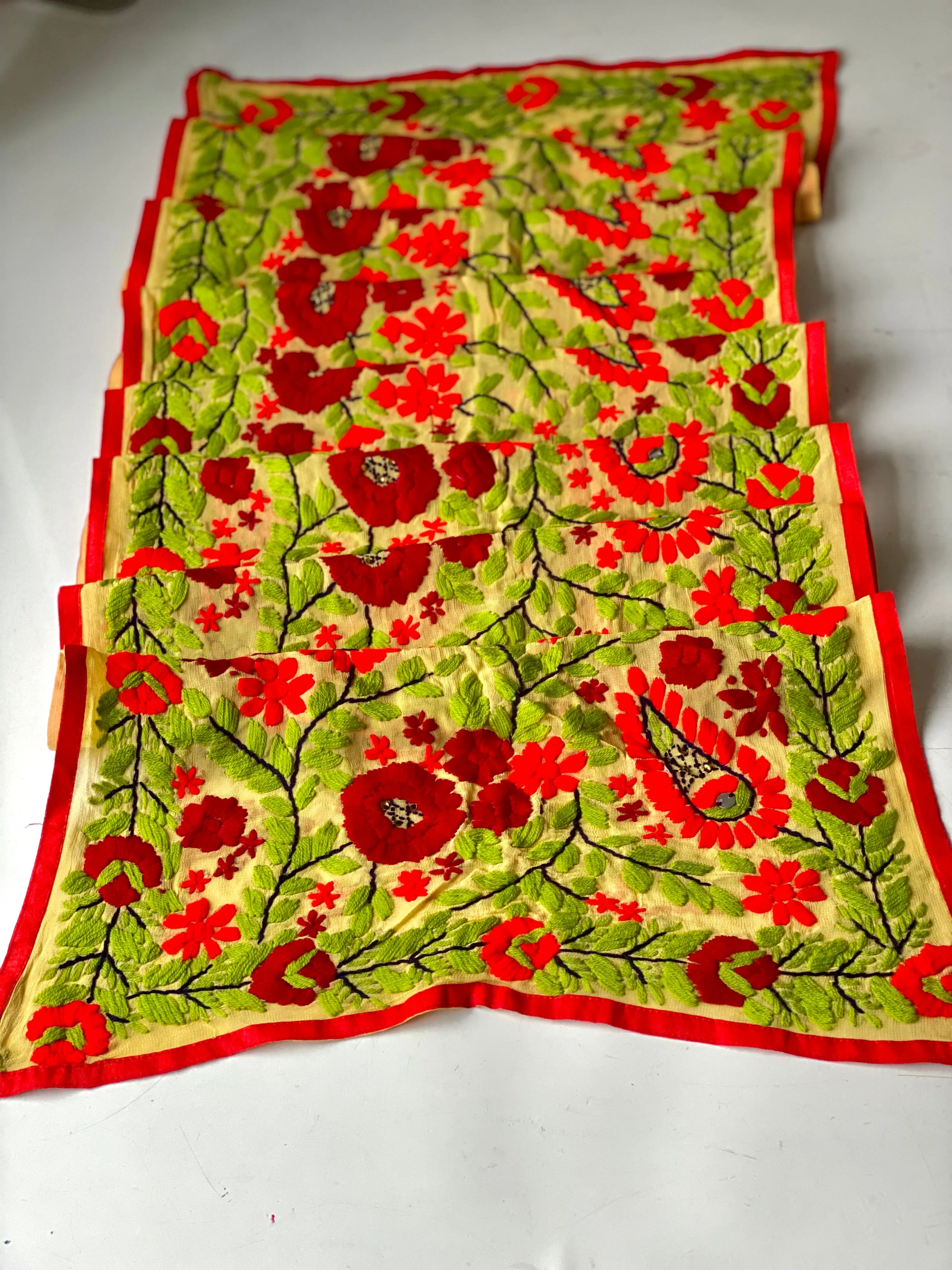 Yellow x Red Mini Georgette Neck Scarf / Wrap