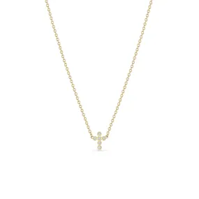 Zoë Chicco 14K Yellow Gold Diamond Cross Stud Necklace